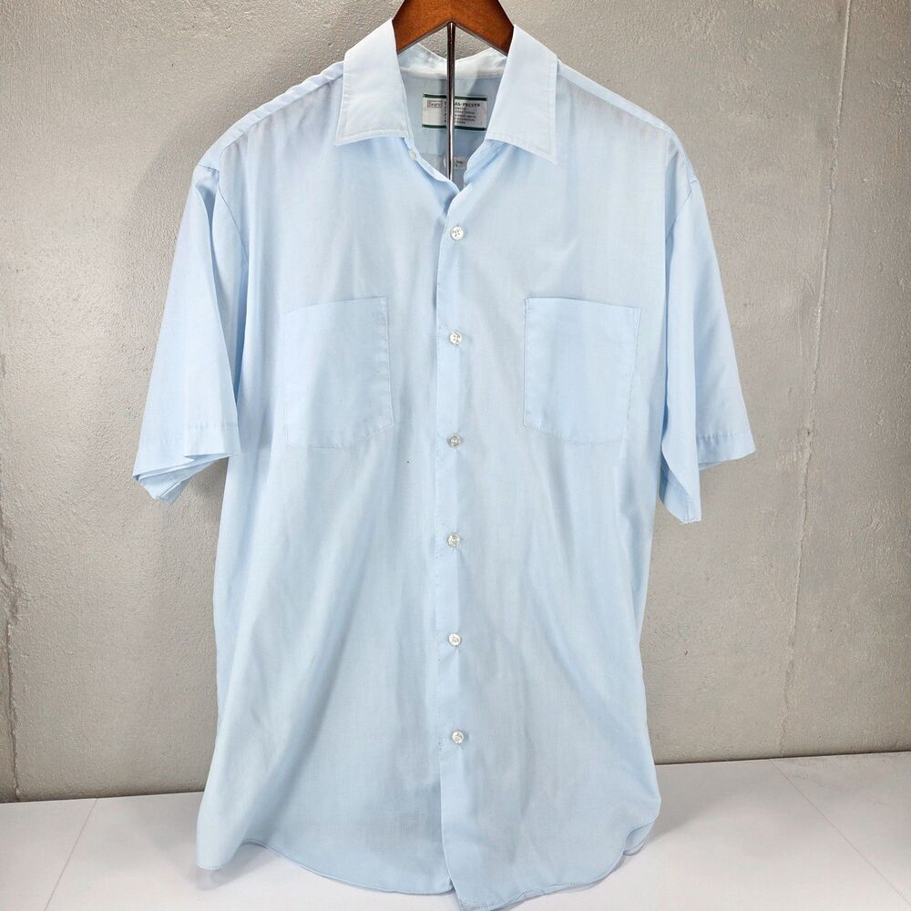 Vintage 70s Sears Perma-Prest Short Sleeve Button Down Shirt Sz XL (17)